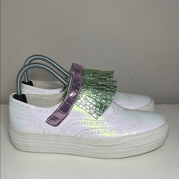 Joshua Sanders Made in Italy Stylish Women's White and Green work shoes - Picture 1 of 10